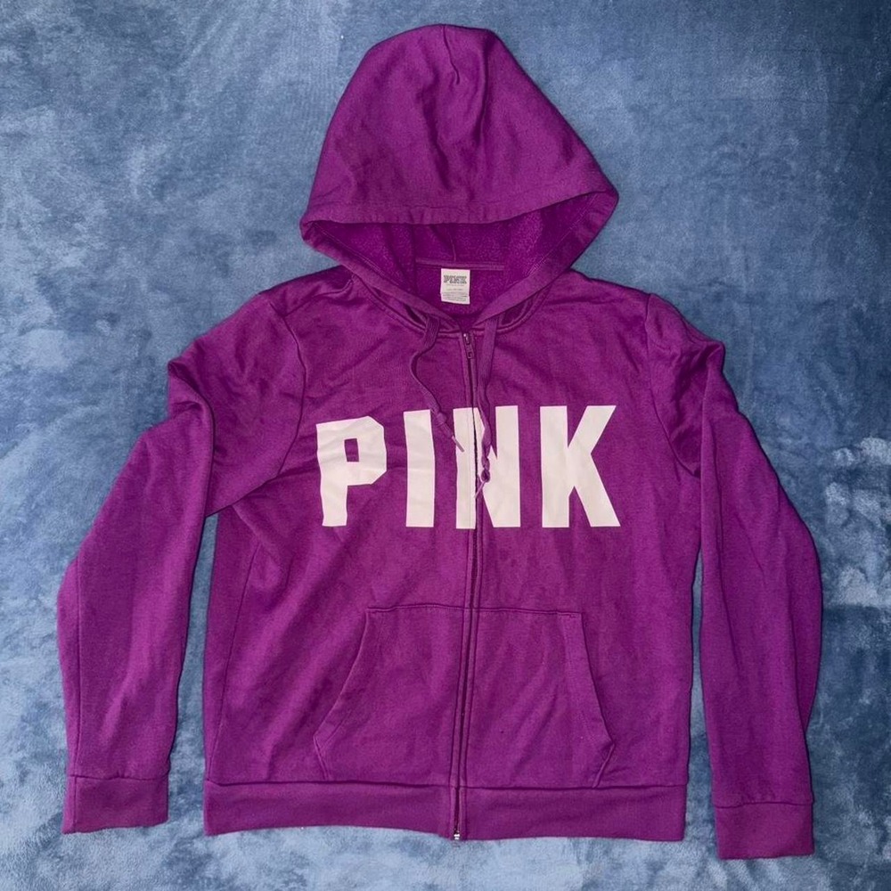 Victoria's Secret PINK purple zip up hoodie  Size L
